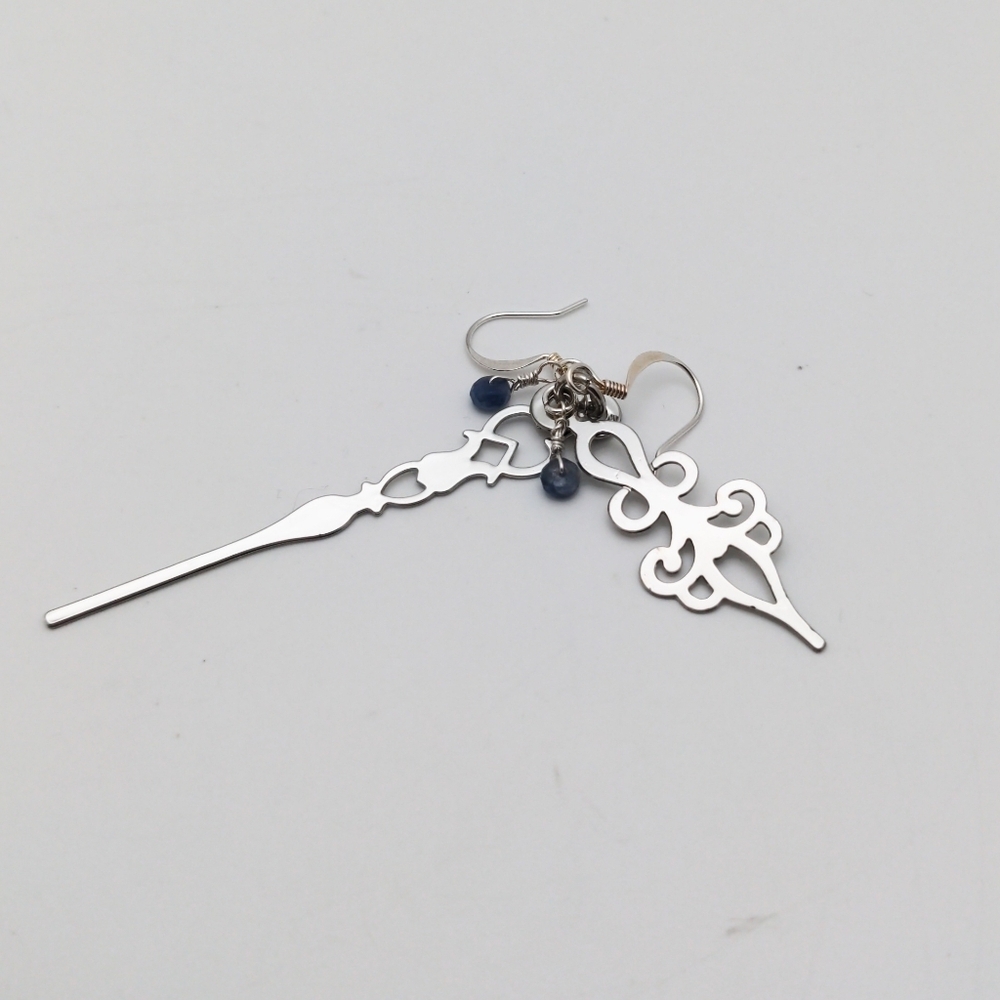381MIDALANE Genuine Sapphire Clock Hand Earrings